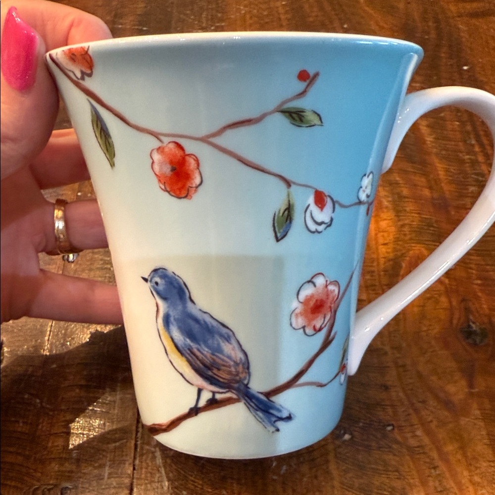 Floral Bird Fine China Mug - Blue and White, Target